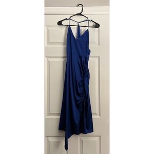Ladaire Royal Blue Silk Slip Dress Gown Formal Ruched Adjustable Asymmetrical